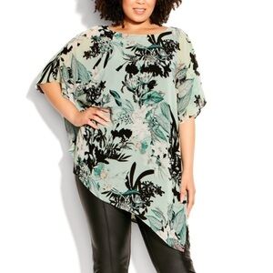 EVANS Sage Bouquet Everly Print Poncho BD04.5